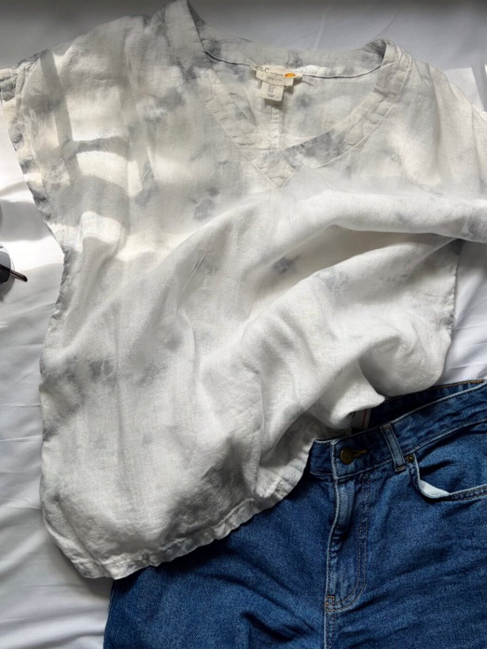 c&c california | size s | 100% linen tie dye v neck top
